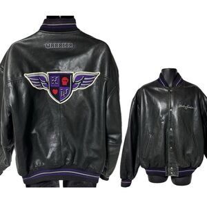 Vtg Team Holyfield Warrior Leather Jacket XL Ironhead Tommy Brooks Trainer Owned